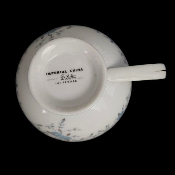 Imperial China W Dalton 5303 Seville Blue Rose Cup Set of 4 Japan Gold Trim - Picture 6 of 9